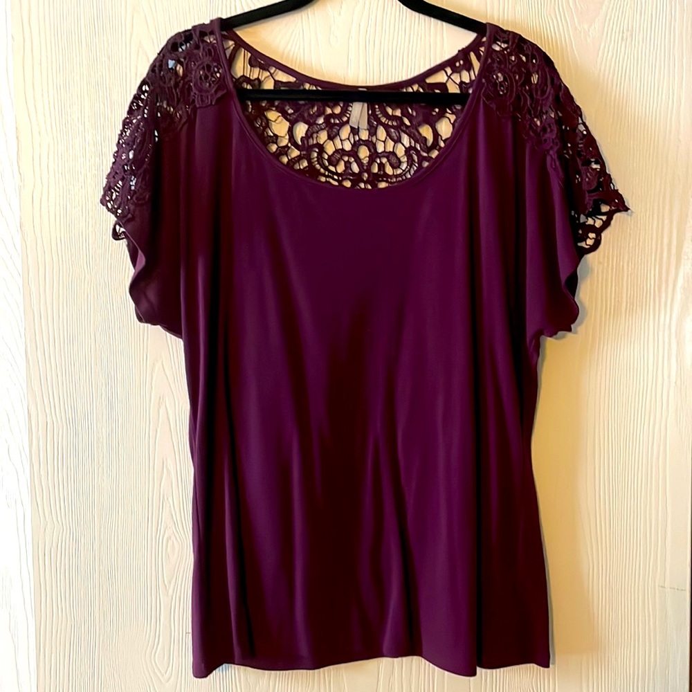 Vanity Wine color boho lace blouse